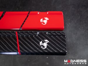 FIAT 500 Door Sills - Carbon Fiber - Red Racing Stripe w/ White Scorpion